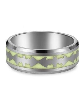 Glow in the Dark Bat Ring - Stainless Steel Band Green Inlay | Gothic Halloween